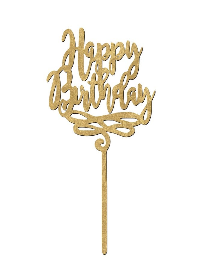 شارع الفن زينة كعكة عيد ميلاد سعيد من آرت ستريت | لوازم تزيين حفلات أعياد الميلاد (ذهبي، 7 × 7.9 بوصة) - Image 1